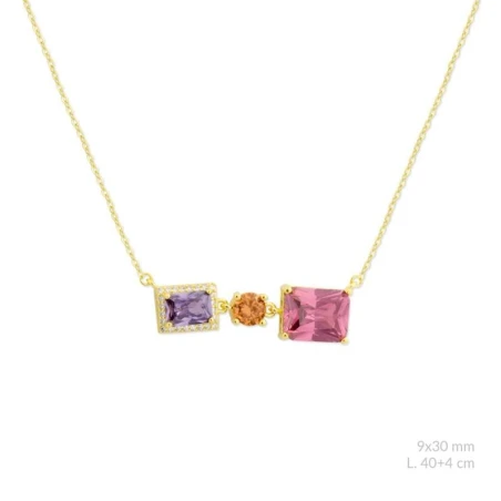 Gargantilla Plata Baño Oro y Circonitas Multicolor 176144