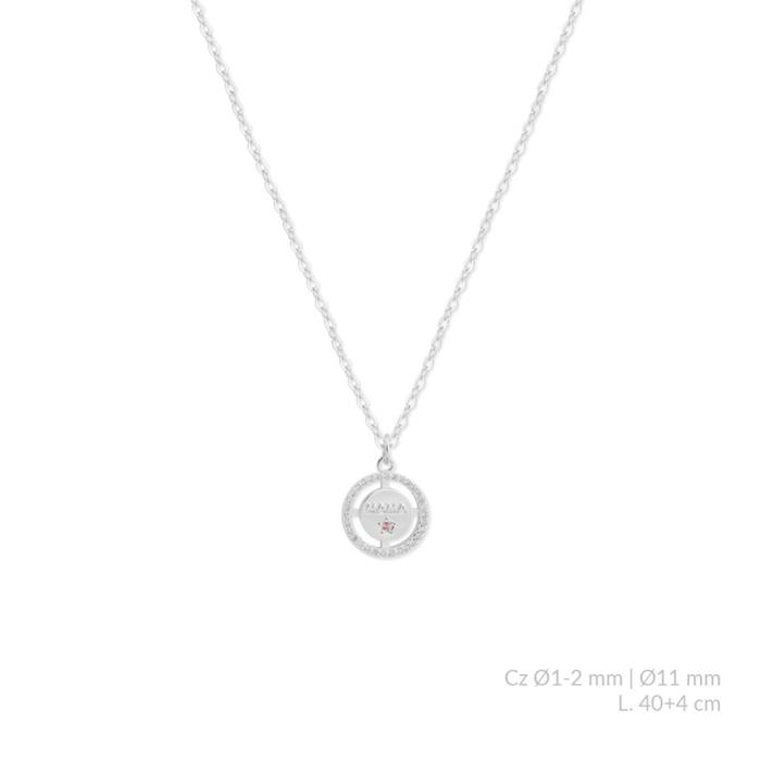 Gargantilla Plata Baño Rodio Mamá y Estrella circonitas blancas 176171