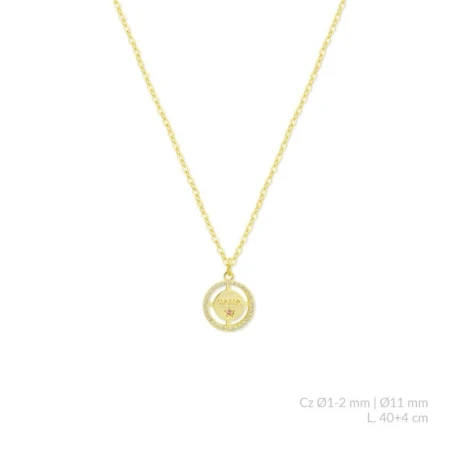 Gargantilla Plata Baño Oro Mamá y Estrella circonitas blancas 176172