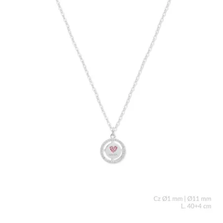 Gargantilla Plata Baño Rodio Mamá y Corazón Circontas Rosa 176173