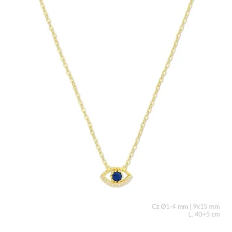 Gargantilla Plata Baño Oro Ojo Turco Circonita Azul 176190