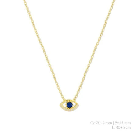 Gargantilla Plata Baño Oro Ojo Turco Circonita Azul 176190