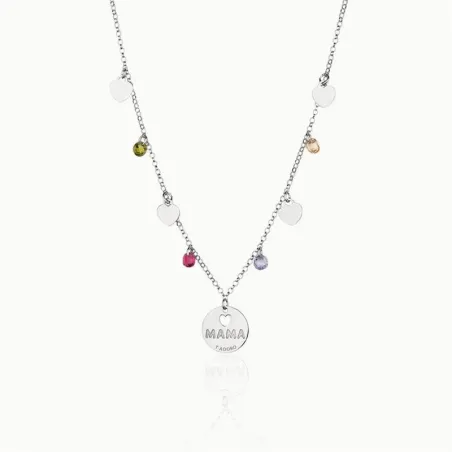 Gargantilla T-Adoro Plata "Mamá" y Circonitas Multicolor 01.CO.24
