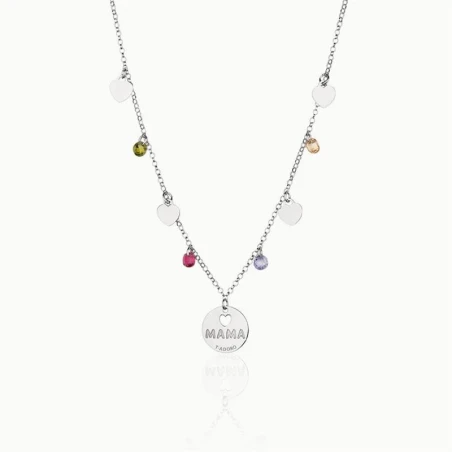 Gargantilla T-Adoro Plata "Mamá" y Circonitas Multicolor 01.CO.24