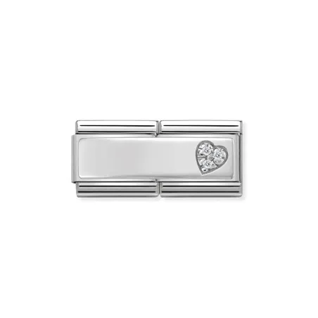 Composable DOUBLE Classic SIMBOLOS acero, circ y plata 925 Corazon con circonita