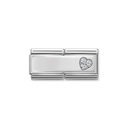 Composable DOUBLE Classic SIMBOLOS acero, circ y plata 925 Corazon con circonita