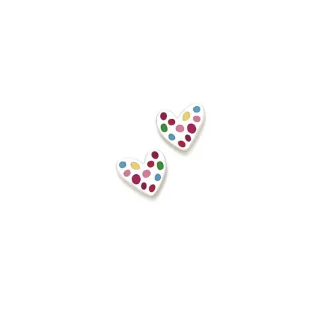 Pendientes Agatha Ruiz de la Prada Corazón Plata Baño Rodio y Pecas Multicolor 031ROS