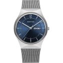 Reloj Bering Classic Hombre Plateado y Azul Analógico 11938-003DD