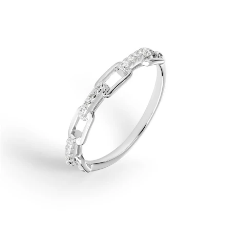 Anillo Itemporality Join Eslabones Plata Baño Rodio y Circonitas Blancas SRN-101-107