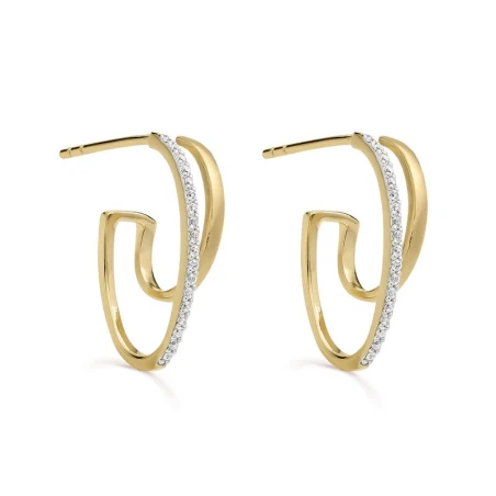 Pendientes Itemporality Siena Luna Menguante Plata Baño Oro y Circonitas Blancas SEA-401-362-UU