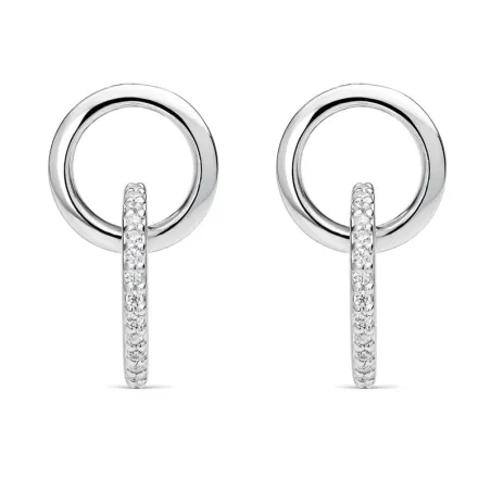 Pendientes Itemporality Siena Aros entrelazados Plata Baño Rodio y Circonitas SEA-101-364-UU
