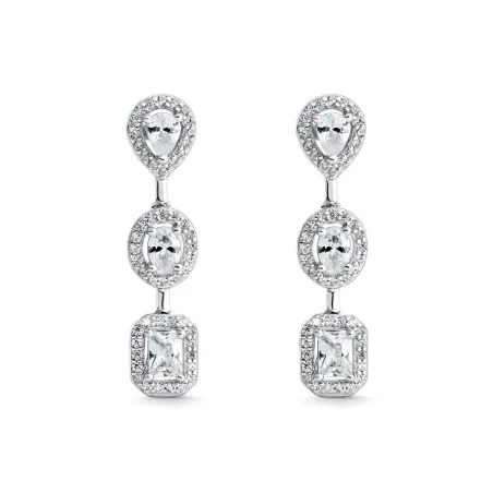 Pendientes Itemporality Wedding Largos Plata Baño Rodio y Circonitas blancas SEA-101-347-UU