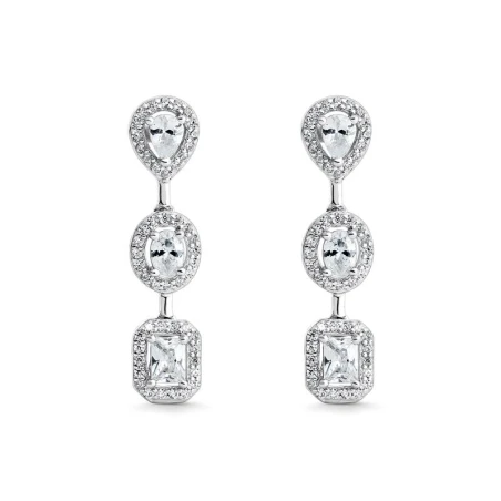 Pendientes Itemporality Wedding Largos Plata Baño Rodio y Circonitas blancas SEA-101-347-UU