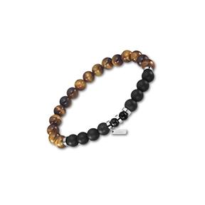 Pulsera Lotus Style Urban Man Acero Inoxidable y Bolas Marrones y Negras LS2190-2/3