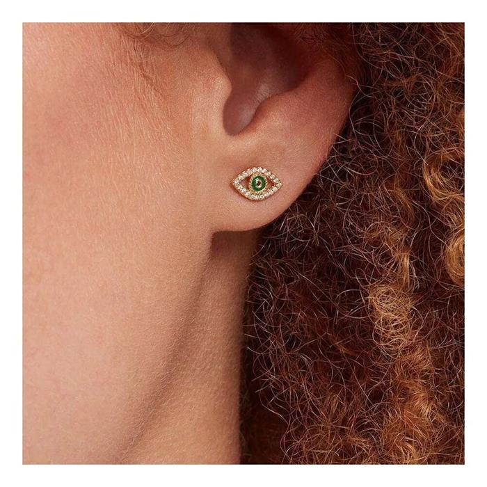 Pendientes Agatha Paris Lucky Eye Plata Baño Oro y Circonitas 2390790-658-TU