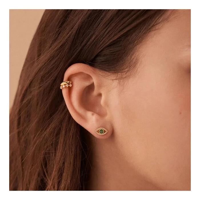 Pendientes Agatha Paris Lucky Eye Plata Baño Oro y Circonitas 2390790-658-TU