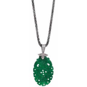 GargantillaMarina García Plata Baño Rutenio y Colgante Verde K521TN45