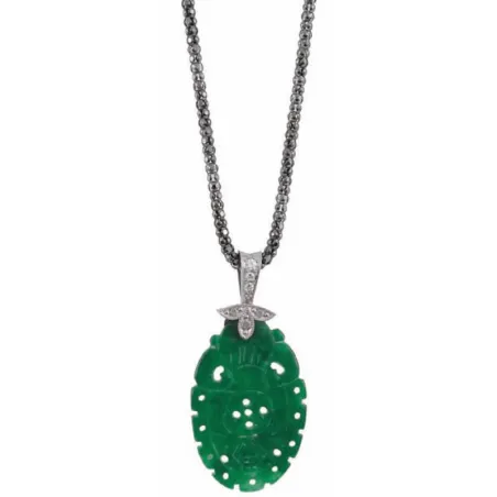 GargantillaMarina García Plata Baño Rutenio y Colgante Verde K521TN45