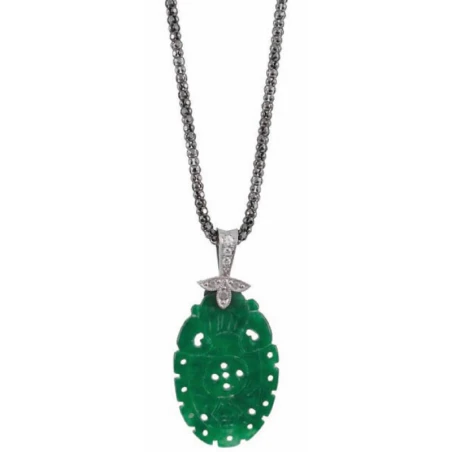 GargantillaMarina García Plata Baño Rutenio y Colgante Verde K521TN45