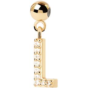 Charm Colgante PdPaola Letra L Plata Baño Oro y Circonitas Blancas CH01-061-U 2