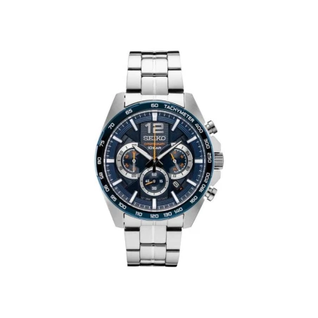 Reloj Seiko Neo Sports Hombre Plateado y Azul Cronógrafo SSB345P1