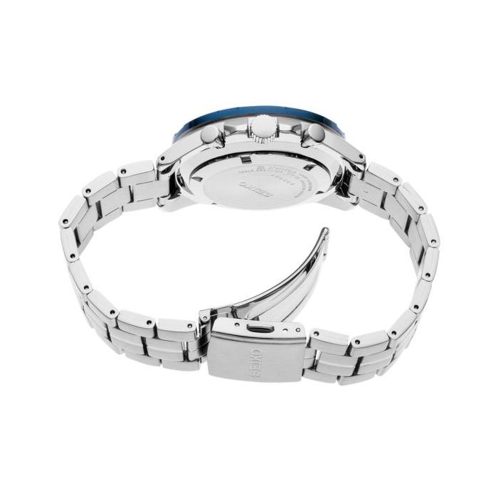 Reloj Seiko Neo Sports Hombre Plateado y Azul Cronógrafo SSB345P1