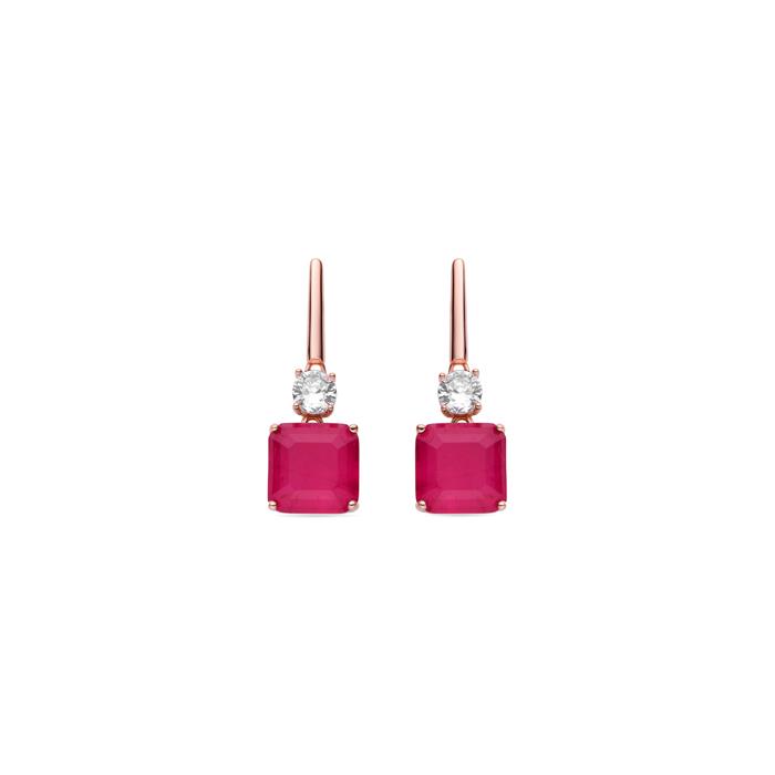 Pendientes Luxenter Oyak Plata Baño Rosado y Circonitas Blanca y Fucsia EXA555R6800