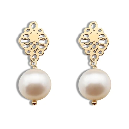 Pendientes T´Adoro Plata Baño Oro y Perla Natural 02P.PE.D