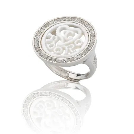 Anillo T´Adoro Plata Baño Rodio, Nácar y Circonitas Blancas 06.SO.B