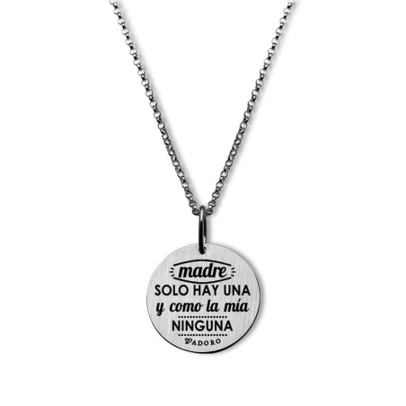 Gargantilla T´Adoro Plata Baño Rodio "Madre sólo hay una y como la mía ninguna" 14M.CO.M2
