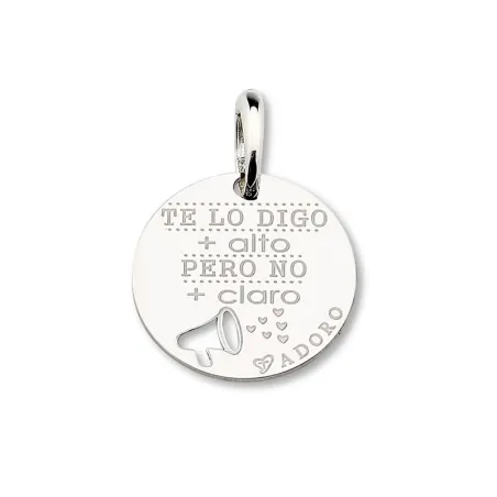 Colgante T´Adoro Plata Baño Rodio "Te lo digo + Alto pero no + claro" 14H.CO.08