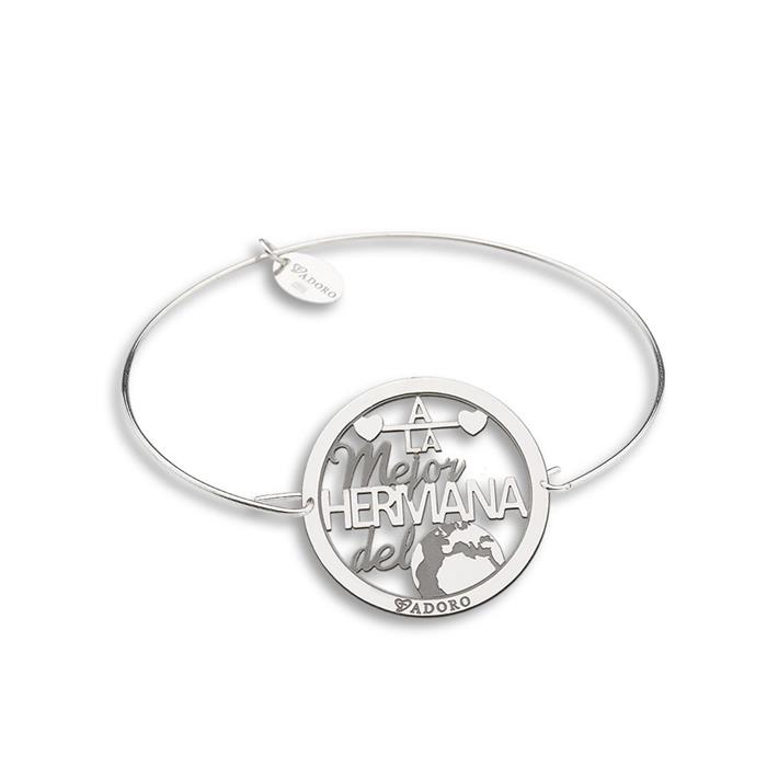 Pulsera T´Adoro Plata Baño Rodio "A la mejor Hermana del Mundo" 14.PU.H2