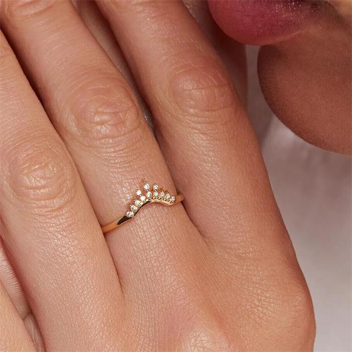 Anillo Agatha Paris Lucky Eye Plata Baño Oro Corona Circonitas blancas 2290028-137