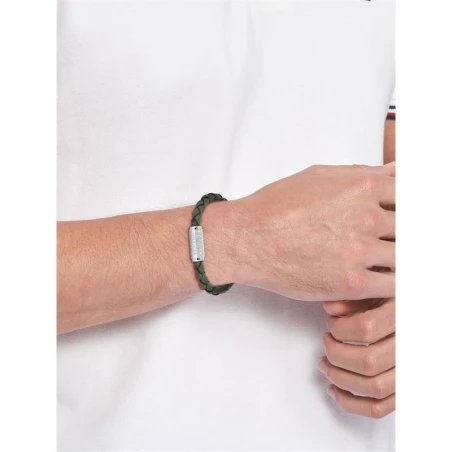 Pulsera Tommy Hilfiger Hombre Piel Trenzada Verde y Acero Inoxidable 2790481