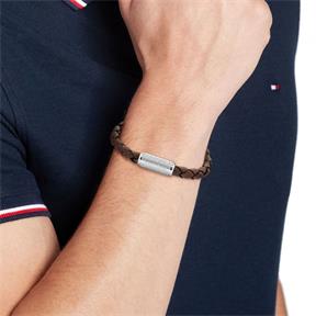 Pulsera Tommy Hilfiger Hombre Piel Trenzada Marrón y Acero Inoxidable 2790482 2