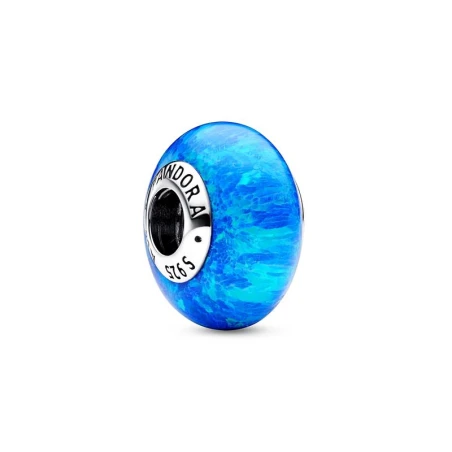 Sterling silver charm with deep blue lab-created opal