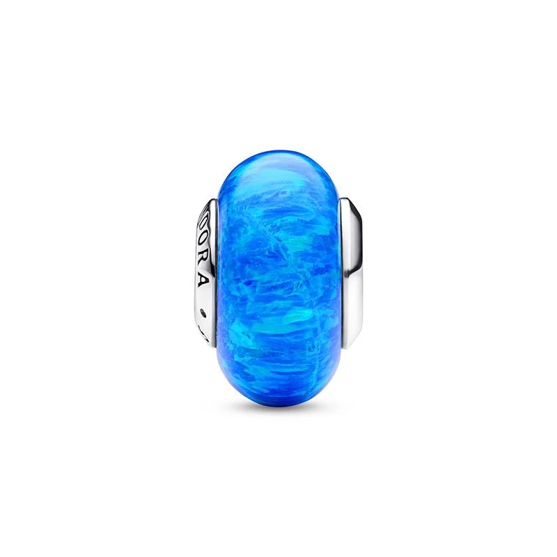 Sterling silver charm with deep blue lab-created opal