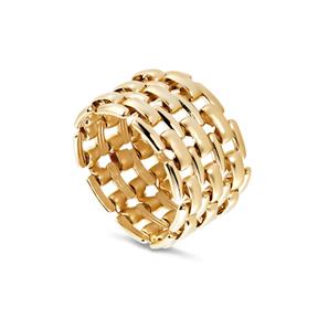 Anillo Ancho Agatha Paris Minuit Plata Baño Oro 02280033-157