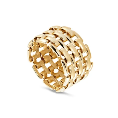 Anillo Ancho Agatha Paris Minuit Plata Baño Oro 02280033-157