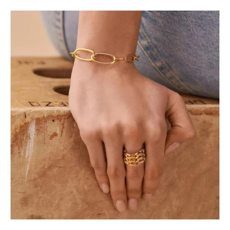Anillo Ancho Agatha Paris Minuit Plata Baño Oro 02280033-157