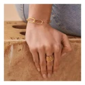 Anillo Ancho Agatha Paris Minuit Plata Baño Oro 02280033-157