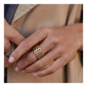 Anillo Ancho Agatha Paris Minuit Plata Baño Oro 02280033-157