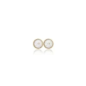 Pendientes Victoria Cruz Botón Plata Baño Oro y Cristal Blanco 8mm A2791-35T