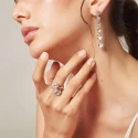 Anillo Victoria Cuz Ajustable Plata Baño Rodio y Cristales A1052-2A