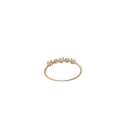 Anillo Salvatore Mujer Plata Baño Oro Perlas y Circonitas 213S0022