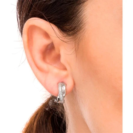 Pendientes Vidal&Vidal Tiras Baño Plata y Circonitas Blancas R2869B