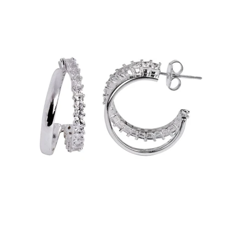 Pendientes Vidal&Vidal Doble Aro Baño Plata y Circonitas Q3577