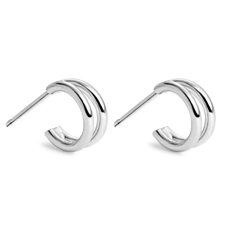 Pendientes Itemporality Doble Aro Plata Baño Rodio 10mm SEA-100-331-01