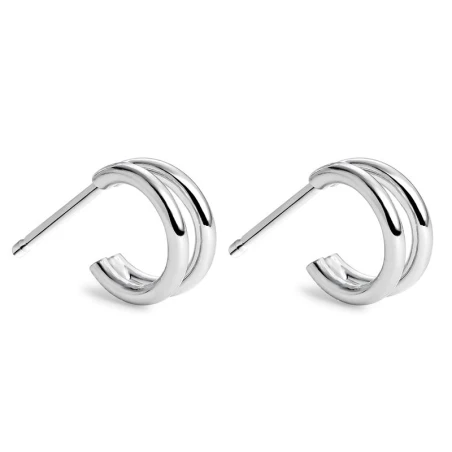 Pendientes Itemporality Doble Aro Plata Baño Rodio 10mm SEA-100-331-01