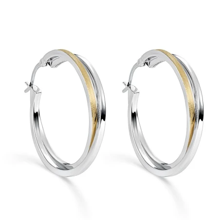 Pendientes Itemporality Doble Aro Superpuesto Plata Baño Bicolor SEA-400-368-UU